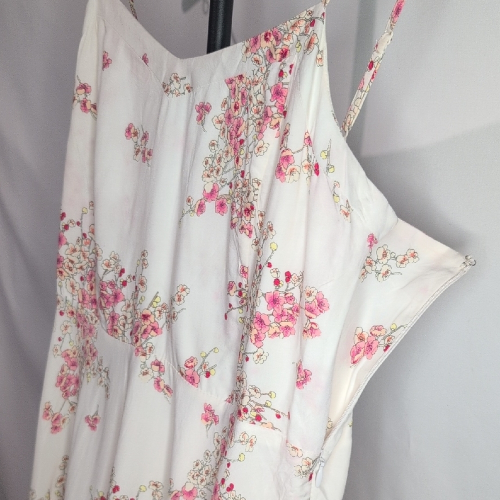 Old Navy Pink Floral Sun Dress White Midi Medium - Picture 11 of 16